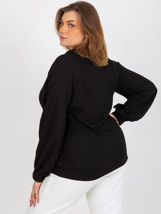 Czarna koszulowa bluzka plus size z kołnierzykiem - zdjęcie 2