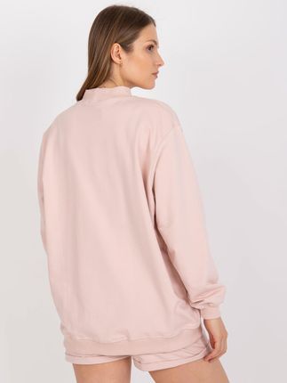 Jasnoróżowa dresowa bluza basic z bawełny - zdjęcie 2