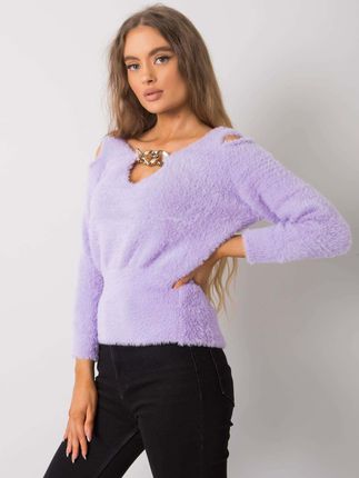 Fioletowy sweter z wycięciami Leandre RUE PARIS - zdjęcie 2