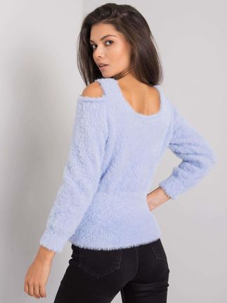 Jasnoniebieski sweter z wycięciami Leandre RUE PARIS - zdjęcie 2