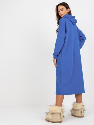 Ciemnoniebieska midi sportowa sukienka basic oversize - zdjęcie 2