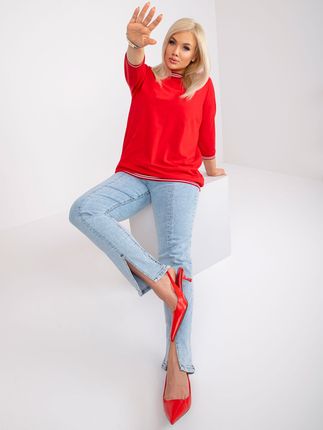 Czerwona bluzka plus size z bawełny Pearl - zdjęcie 2