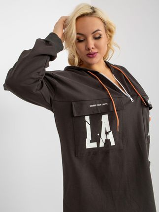 Khaki dłuższa bluza plus size z kieszeniami - zdjęcie 2
