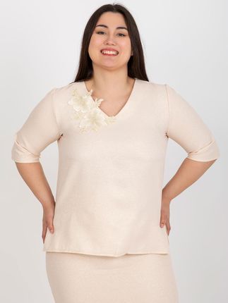 Jasnobrzoskwiniowa bluzka plus size od kompletu - zdjęcie 2