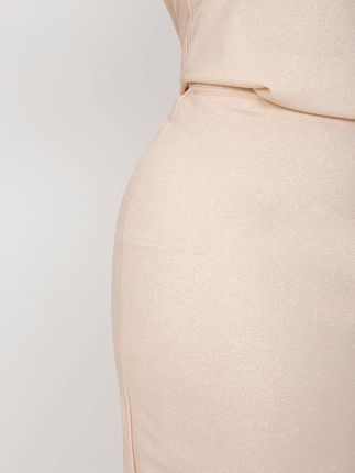 Jasnobrzoskwiniowa elegancka spódnica plus size - zdjęcie 2