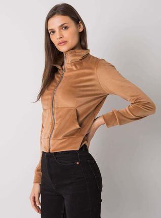 Camelowa welurowa bluza rozpinana Charley RUE PARIS - zdjęcie 2