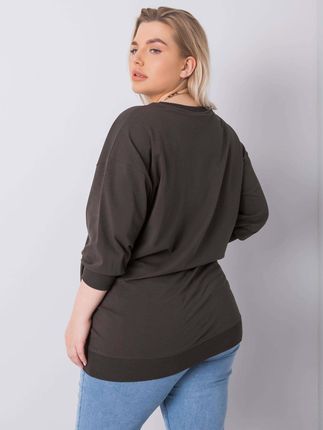 Ciemna khaki bluzka plus size z aplikacją Messina - zdjęcie 2