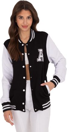 Czarna dresowa bluza bomber z aplikacją - zdjęcie 2