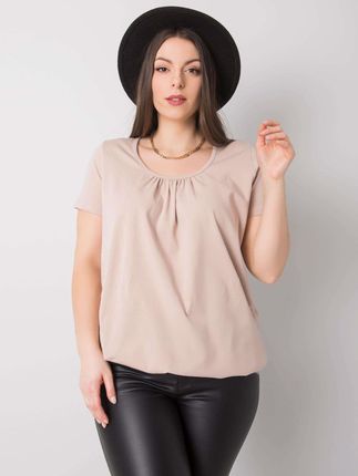 Beżowa bluzka plus size z bawełny Celeste - zdjęcie 2