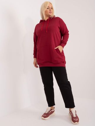 Bordowa bluza plus size z kapturem Luna - zdjęcie 2