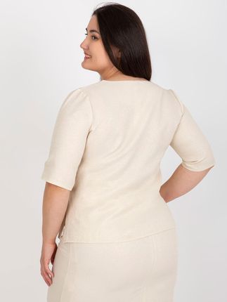 Beżowa elegancka bluzka plus size z koronką - zdjęcie 2