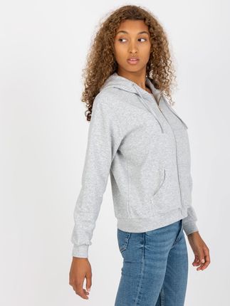 Szara melanżowa rozpinana bluza basic z kieszeniami - zdjęcie 2