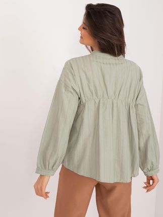 Khaki casualowa koszula damska o kroju oversize - zdjęcie 2