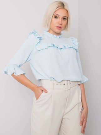 Jasnoniebieska bluzka z falbankami Limassol RUE PARIS - zdjęcie 2