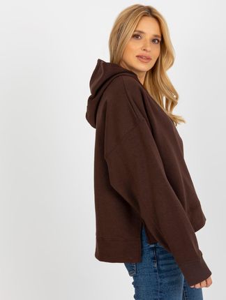 Ciemnobrązowa dresowa bluza oversize z kapturem i rozcięciami MAYFLIES - zdjęcie 2