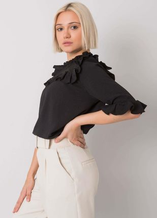 Czarna bluzka z falbankami Limassol RUE PARIS - zdjęcie 2