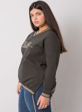 Ciemna khaki bluzka plus size z aplikacją Lila - zdjęcie 2