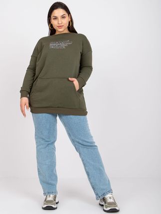 Khaki dresowa bluza plus size kangurka Desiree - zdjęcie 2