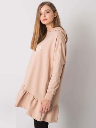 Beżowa tunika oversize z kapturem Vanessa - zdjęcie 2