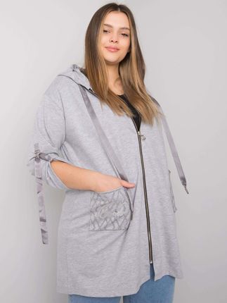 Szara melanżowa bluza plus size na suwak Zurich - zdjęcie 2