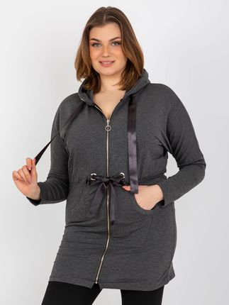 Ciemnoszara rozpinana bluza plus size z kapturem - zdjęcie 2