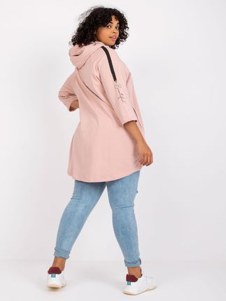 Brudnoróżowa długa dresowa bluza plus size Miley - zdjęcie 2