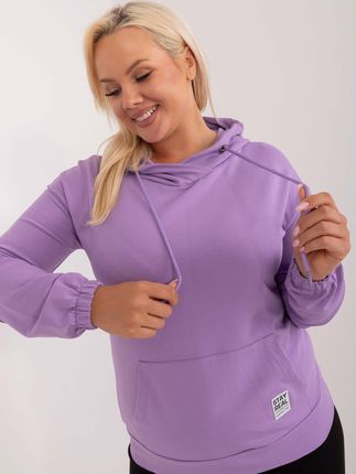 Fioletowa bawełniana bluza plus size kangurka - zdjęcie 2