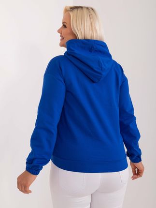 Kobaltowa bluza plus size z kieszenią z przodu - zdjęcie 2