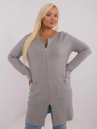 Szary sweter plus size z długim rękawem - zdjęcie 2