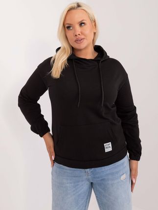 Czarna damska bluza plus size z troczkami - zdjęcie 2