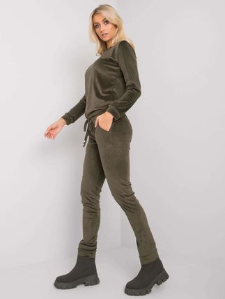 Jasny khaki komplet welurowy Clarisa RUE PARIS - zdjęcie 2