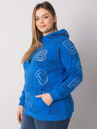Ciemnoniebieska bluza plus size z aplikacją Adele - zdjęcie 2