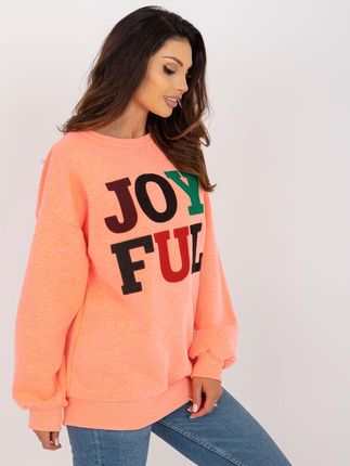 Fluo pomarańczowa bluza bez kaptura o kroju oversize - zdjęcie 2