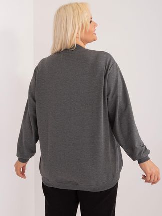 Ciemnoszara melanżowa bluza plus size bez kaptura Harmony - zdjęcie 2