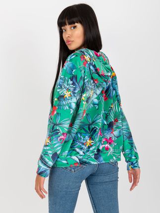 Zielono-niebieska welurowa bluza z printem RUE PARIS - zdjęcie 2