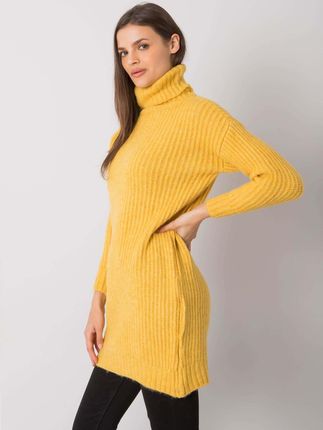 Żółty długi sweter z golfem Daventry RUE PARIS - zdjęcie 2