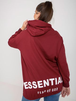 Bordowa rozpinana bluza plus size z napisami z tyłu - zdjęcie 2