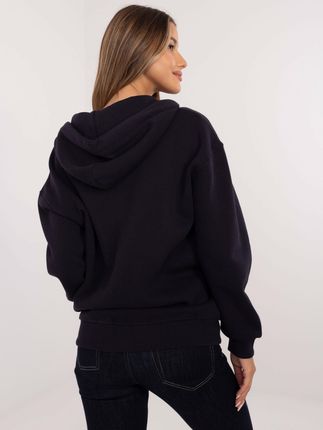 Granatowa damska bluza basic w jednolitym kolorze - zdjęcie 2