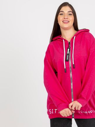 Fuksjowa rozpinana bluza plus size z kieszeniami - zdjęcie 2