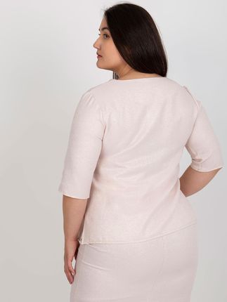 Jasnoróżowa wizytowa bluzka plus size z koronką - zdjęcie 2