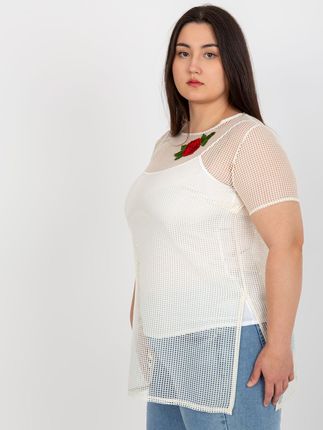 Jasnobeżowa dwuczęściowa bluzka plus size z topem - zdjęcie 2