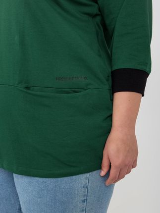 Ciemnozielona bluza plus size z kieszeniami - zdjęcie 2