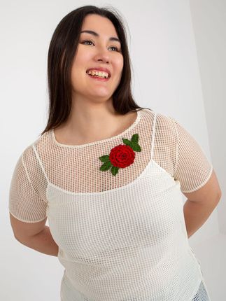 Jasnobeżowa dwuczęściowa bluzka plus size z topem - zdjęcie 2