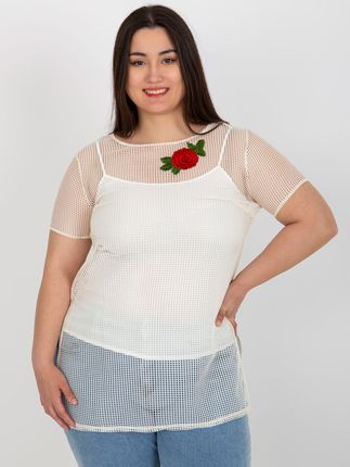 Jasnobeżowa dwuczęściowa bluzka plus size z topem - zdjęcie 2