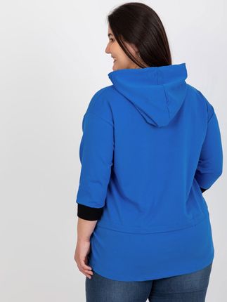 Ciemnoniebieska bluza plus size z kieszeniami - zdjęcie 2