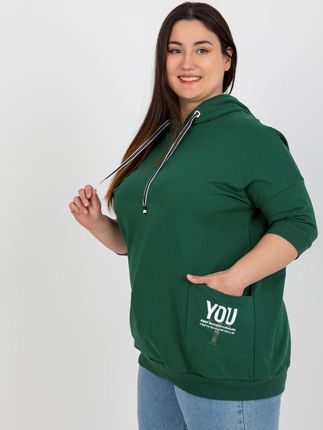 Ciemnozielona bluza plus size z zamkiem na plecach - zdjęcie 2