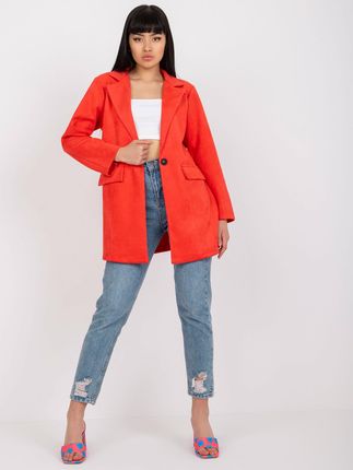 Koralowa elegancka marynarka z eko zamszu Irmina - zdjęcie 2