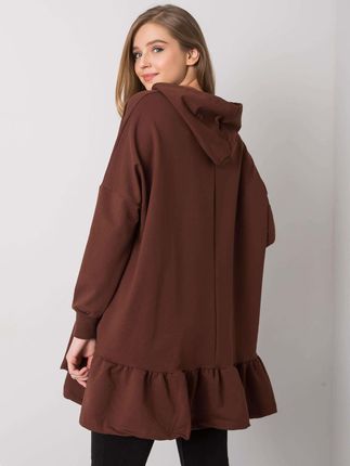 Ciemnobrązowa tunika oversize z kapturem Vanessa - zdjęcie 2