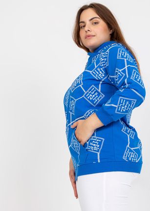 Ciemnoniebieska dresowa bluza plus size z nadrukiem - zdjęcie 2