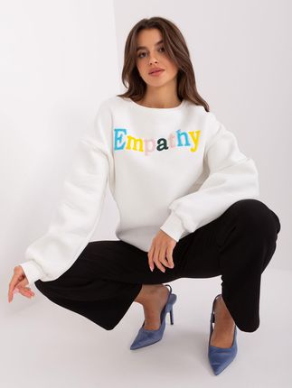 Ecru damska bluza bez kaptura o kroju oversize - zdjęcie 2